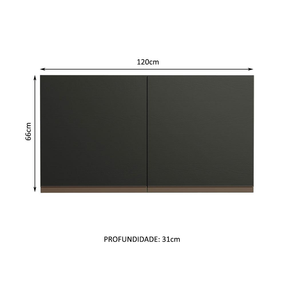 Armário de Cozinha Aéreo 120 cm 2 Portas Preto Reims Madesa