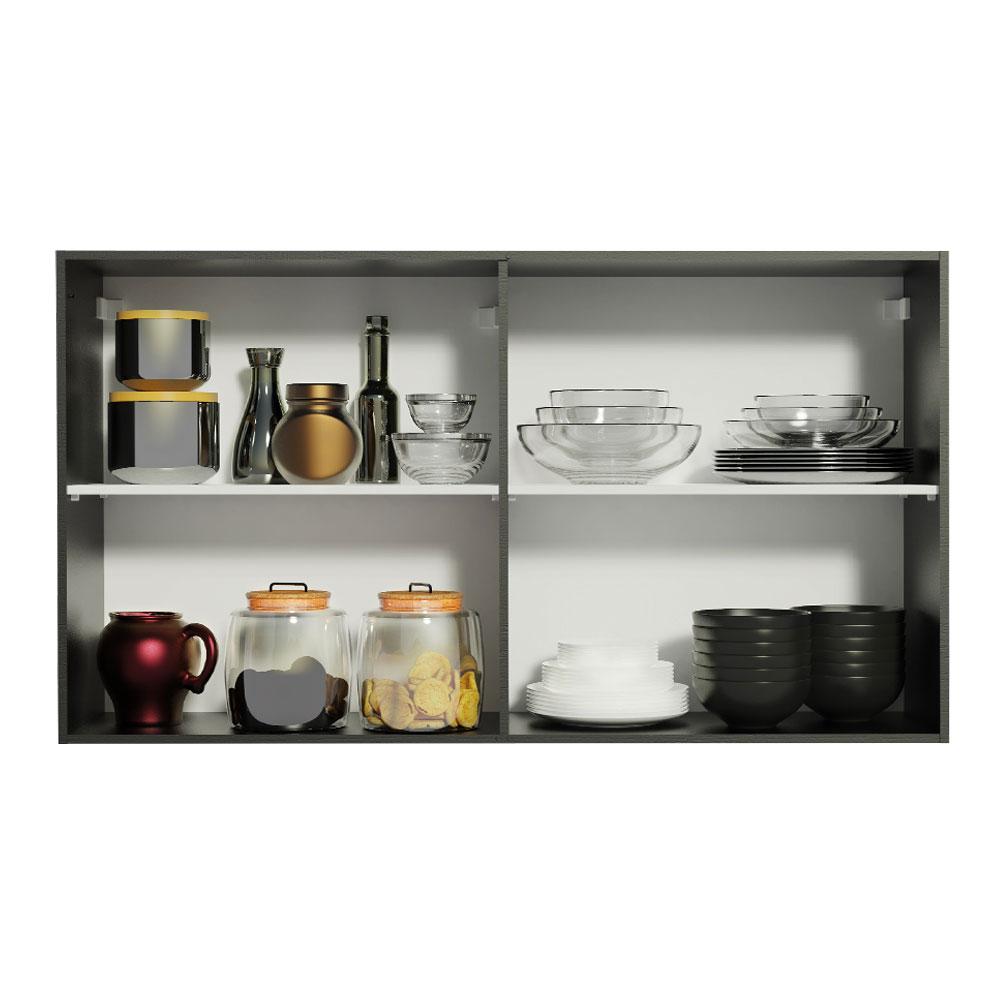 Armário de Cozinha Aéreo 120 cm 2 Portas Preto Reims Madesa