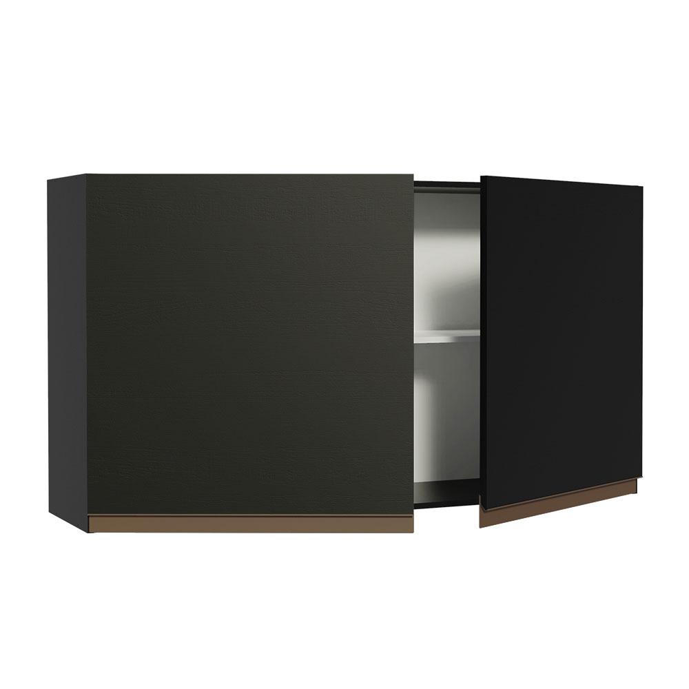 Armário de Cozinha Aéreo 120 cm 2 Portas Preto Reims Madesa