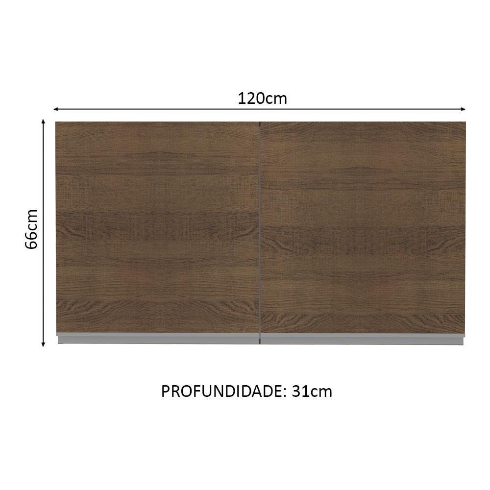 Armário de Cozinha Aéreo 120 cm 2 Portas Rustic Glamy Madesa