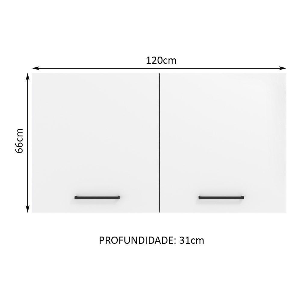Armário de Cozinha Aéreo 120 cm 2 Portas Rustic/Branco Agata Madesa