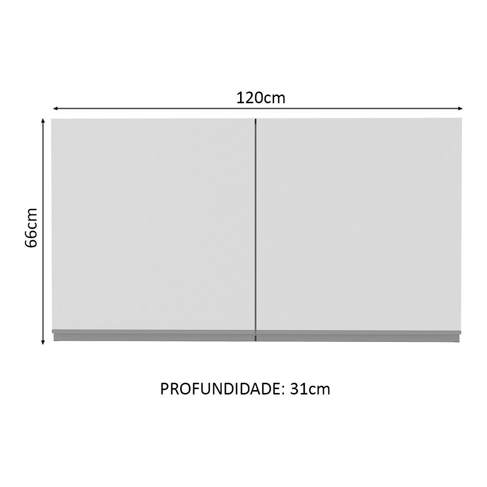 Armário de Cozinha Aéreo 120 cm 2 Portas Rustic/Branco Glamy Madesa