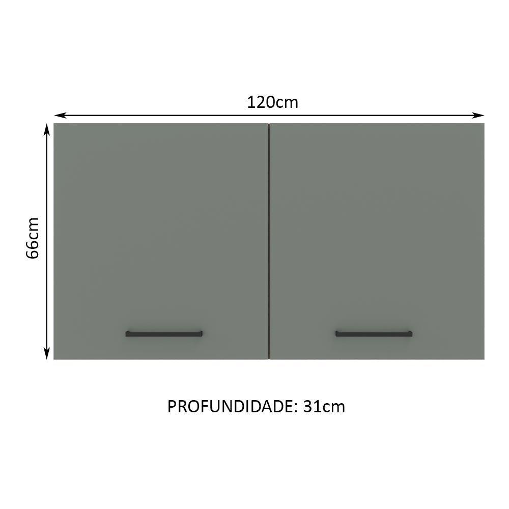 Armário de Cozinha Aéreo 120 cm 2 Portas Rustic/Cinza Agata Madesa