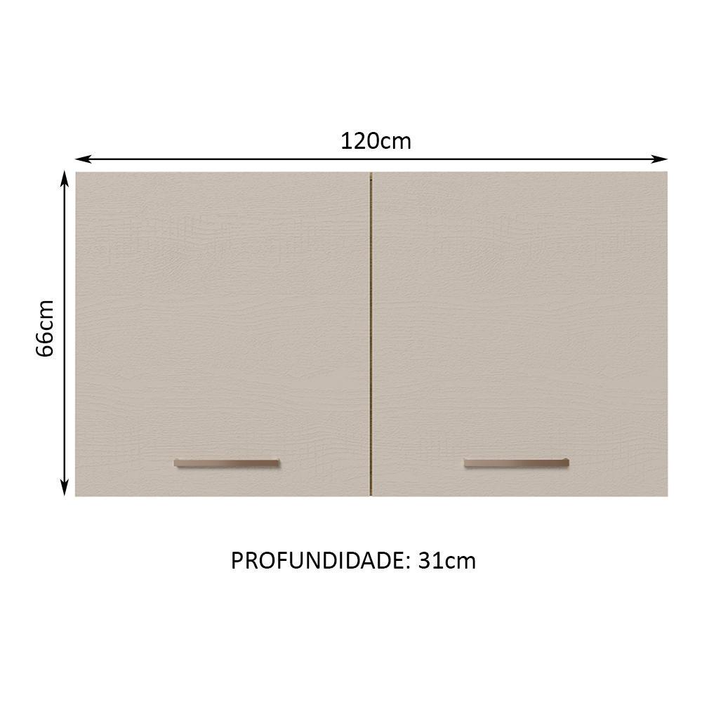Armário de Cozinha Aéreo 120 cm 2 Portas Rustic/Crema Agata Madesa