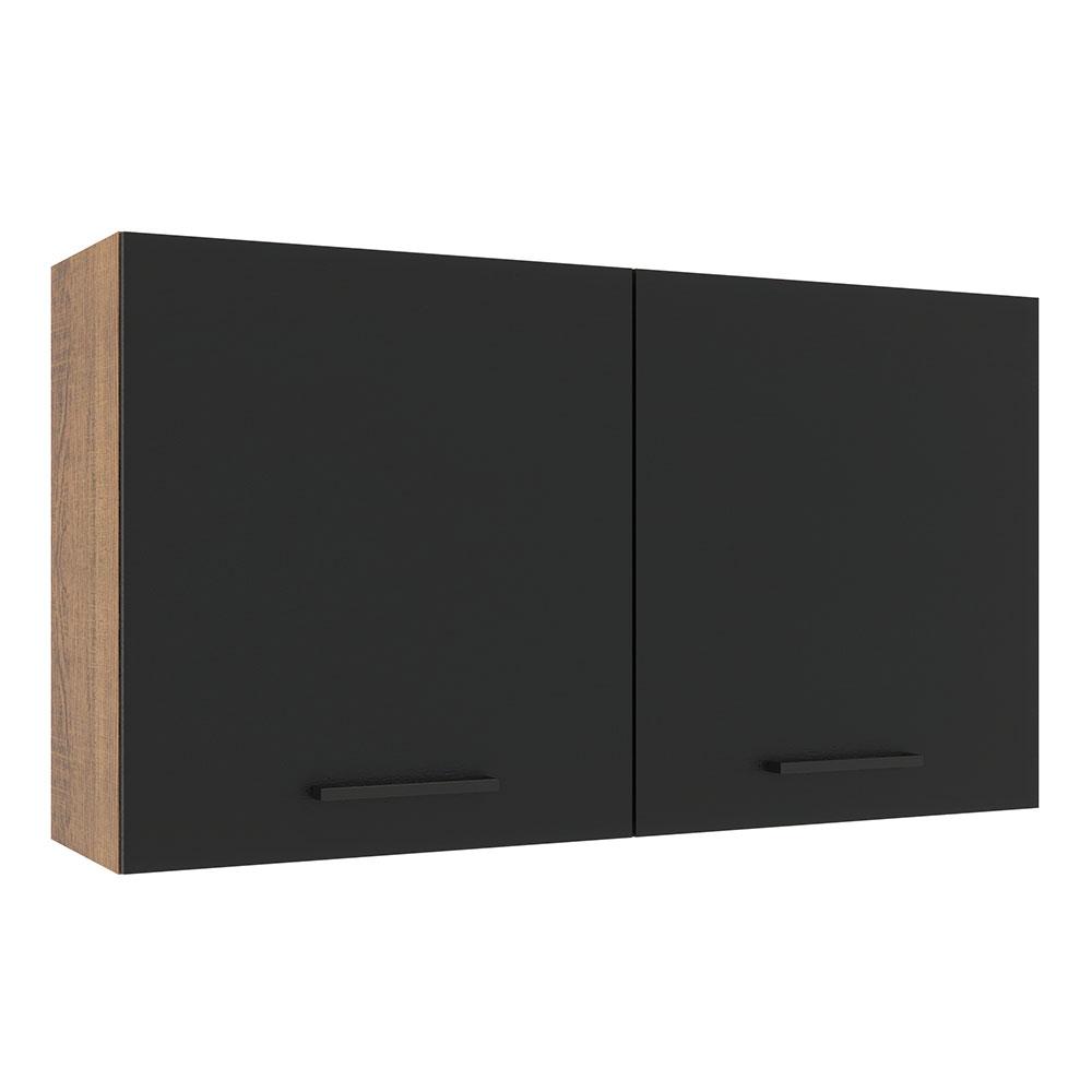 Armário de Cozinha Aéreo 120 cm 2 Portas Rustic/Preto Agata Madesa