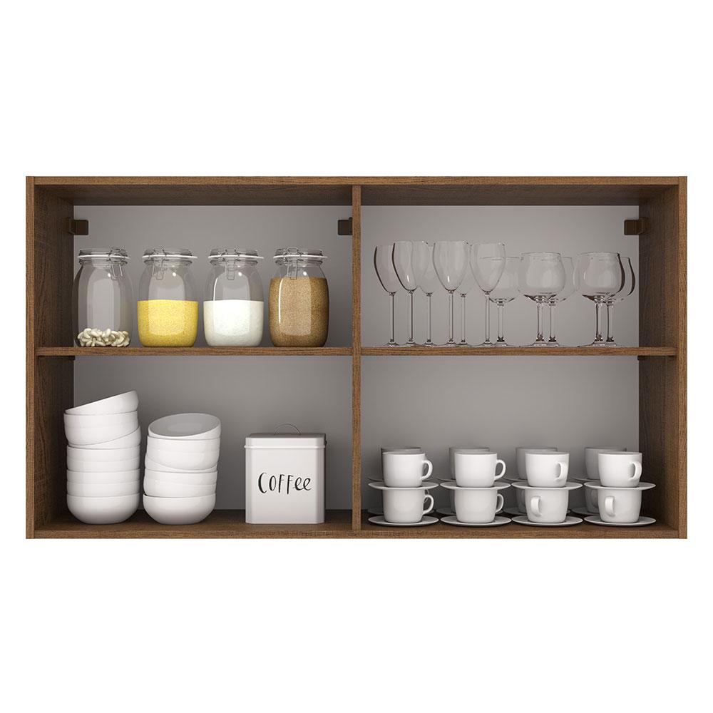 Armário de Cozinha Aéreo 120 cm 2 Portas Rustic/Preto Agata Madesa