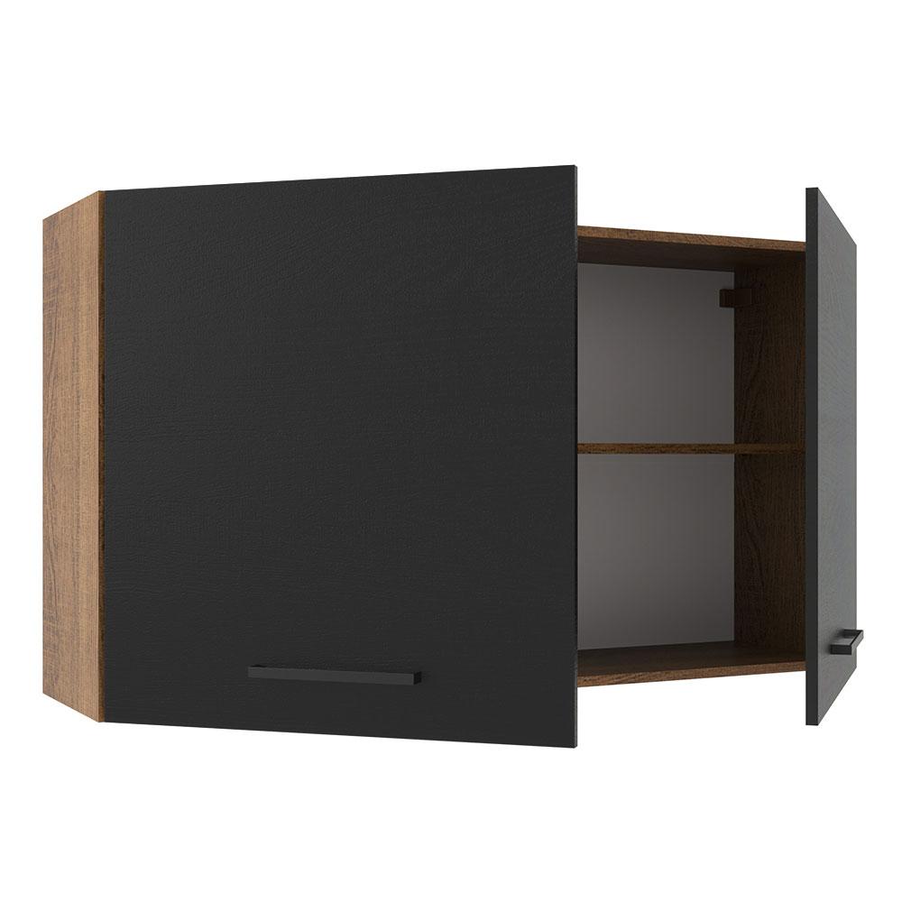 Armário de Cozinha Aéreo 120 cm 2 Portas Rustic/Preto Agata Madesa