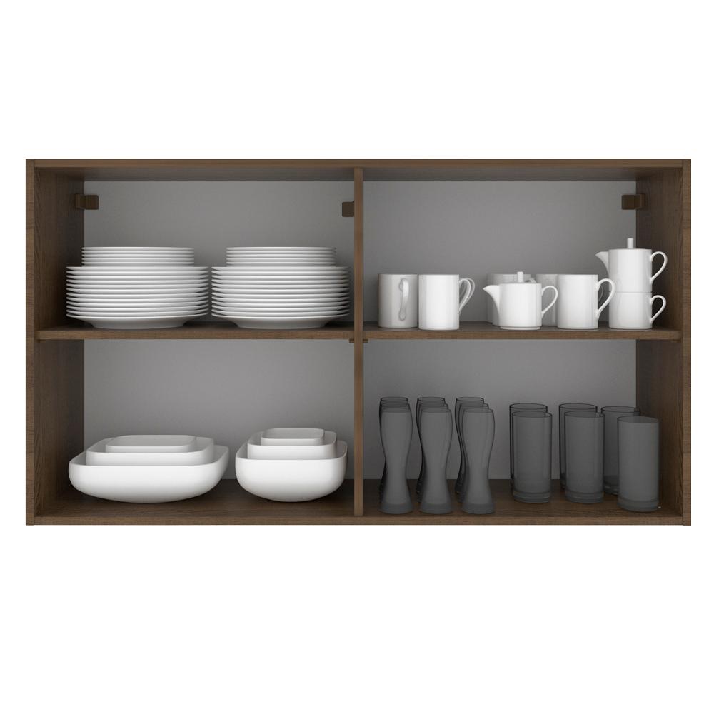 Armário de Cozinha Aéreo 120 cm 2 Portas Rustic/Preto Glamy Madesa