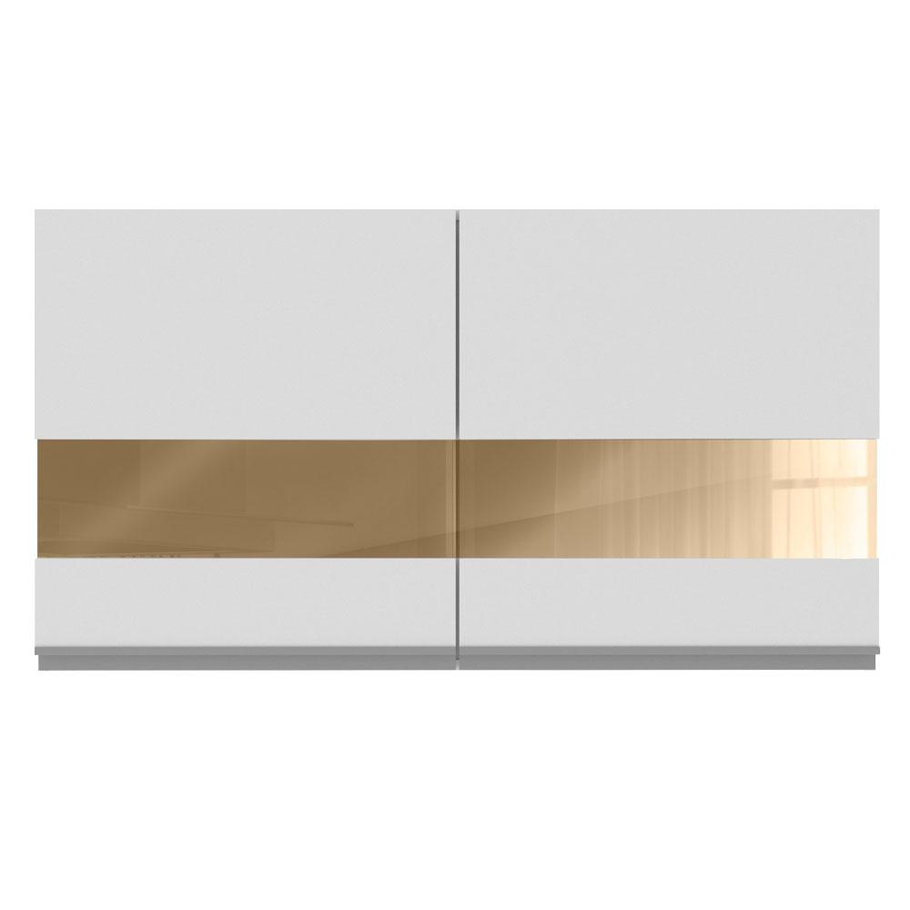 Armário de Cozinha Aéreo 120 cm 2 Portas com Vidro Branco Glamy Madesa