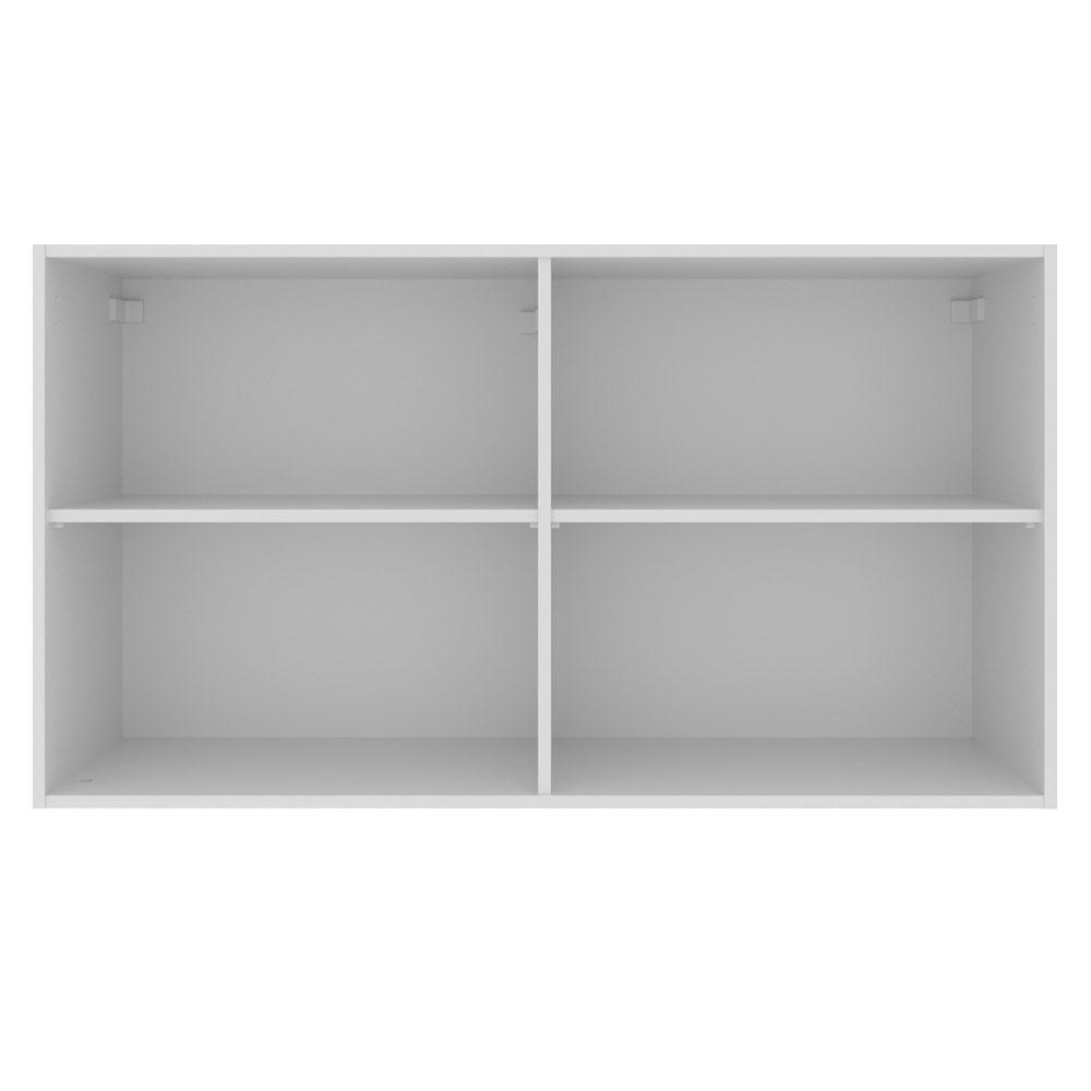 Armário de Cozinha Aéreo 120 cm 2 Portas com Vidro Branco Glamy Madesa