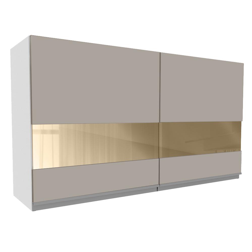 Armário de Cozinha Aéreo 120 cm 2 Portas com Vidro Branco/Crema Glamy Madesa