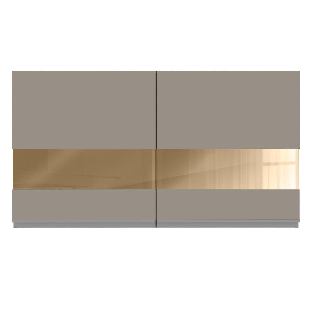 Armário de Cozinha Aéreo 120 cm 2 Portas com Vidro Branco/Crema Glamy Madesa