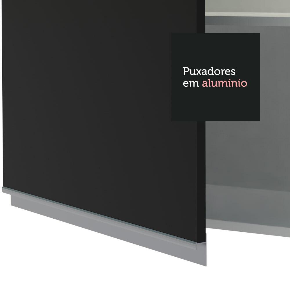 Armário de Cozinha Aéreo 120 cm 2 Portas com Vidro Branco/Preto Glamy Madesa