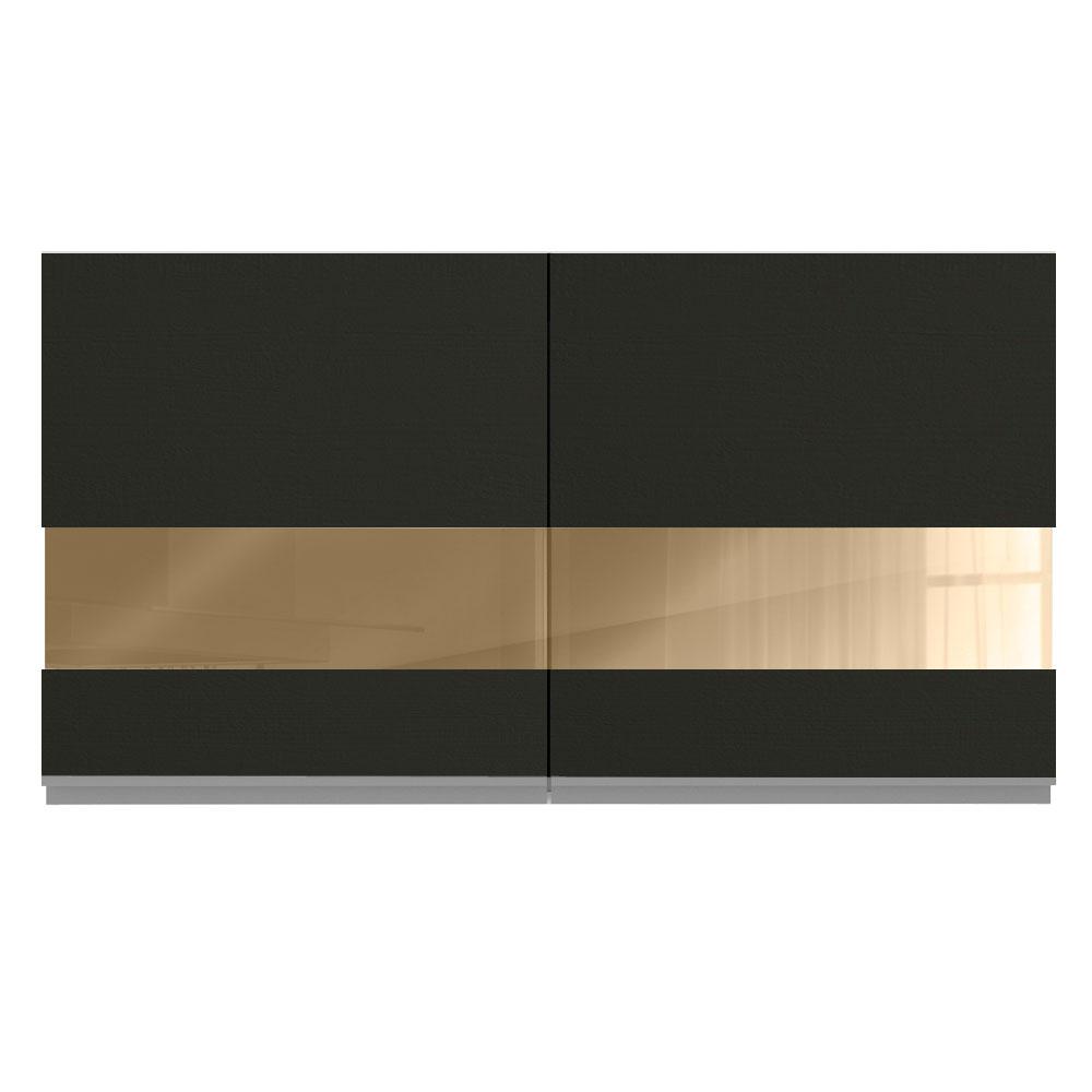 Armário de Cozinha Aéreo 120 cm 2 Portas com Vidro Branco/Preto Glamy Madesa