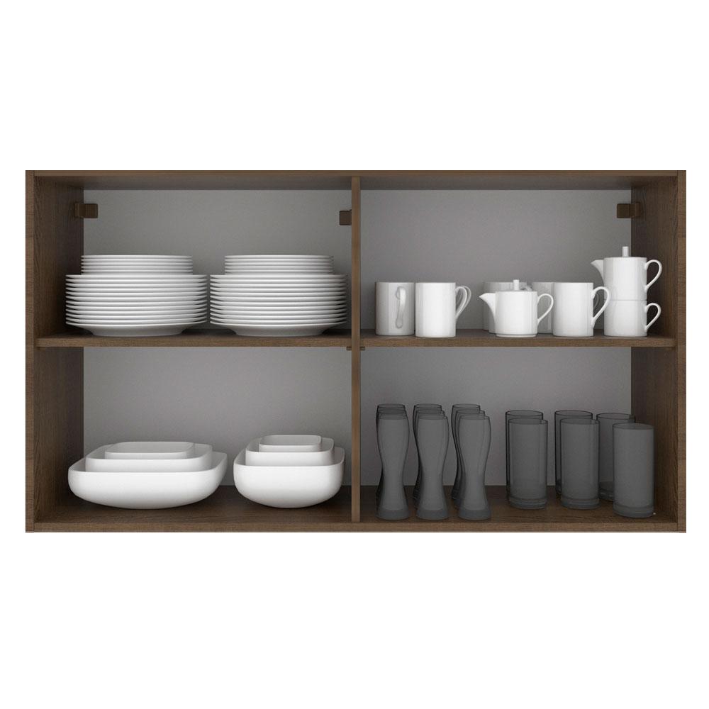 Armário de Cozinha Aéreo 120 cm 2 Portas com Vidro Rustic Glamy Madesa