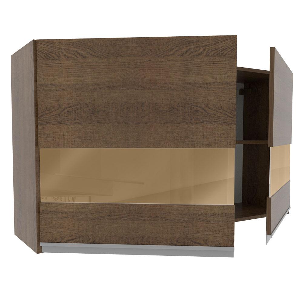 Armário de Cozinha Aéreo 120 cm 2 Portas com Vidro Rustic Glamy Madesa