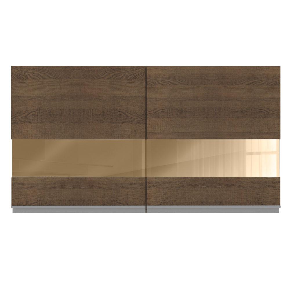 Armário de Cozinha Aéreo 120 cm 2 Portas com Vidro Rustic Glamy Madesa
