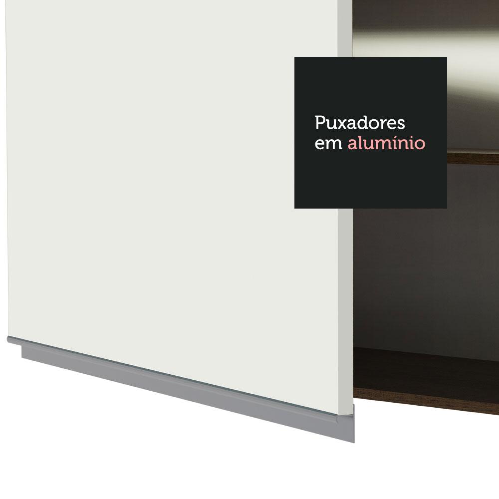 Armário de Cozinha Aéreo 120 cm 2 Portas com Vidro Rustic/Branco Glamy Madesa