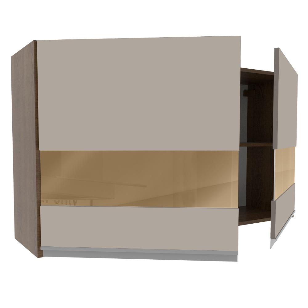 Armário de Cozinha Aéreo 120 cm 2 Portas com Vidro Rustic/Crema Glamy Madesa