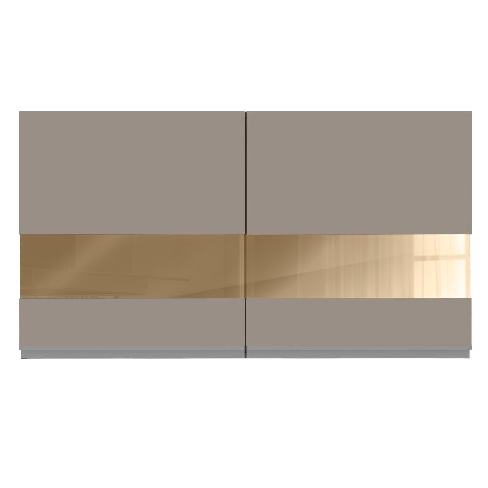 Armário de Cozinha Aéreo 120 cm 2 Portas com Vidro Rustic/Crema Glamy Madesa