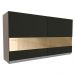 Armário de Cozinha Aéreo 120 cm 2 Portas com Vidro Rustic/Preto Glamy Madesa