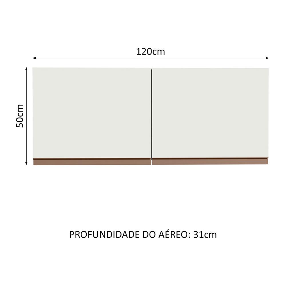 Armário de Cozinha Aéreo 120 x 50 cm 2 Portas Branco Reims Madesa