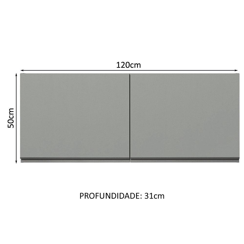 Armário de Cozinha Aéreo 120 x 50 cm 2 Portas Cinza Nice Madesa