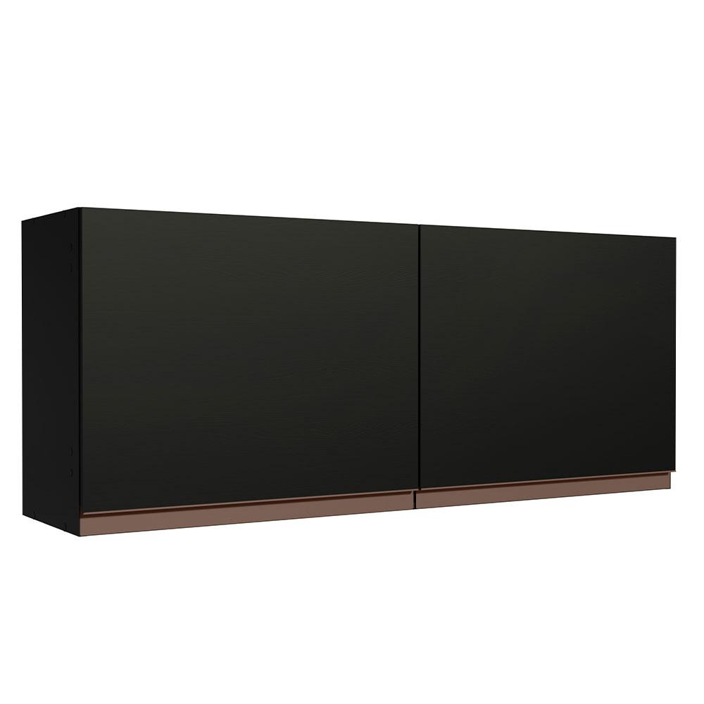 Armário de Cozinha Aéreo 120 x 50 cm 2 Portas Preto Reims Madesa 