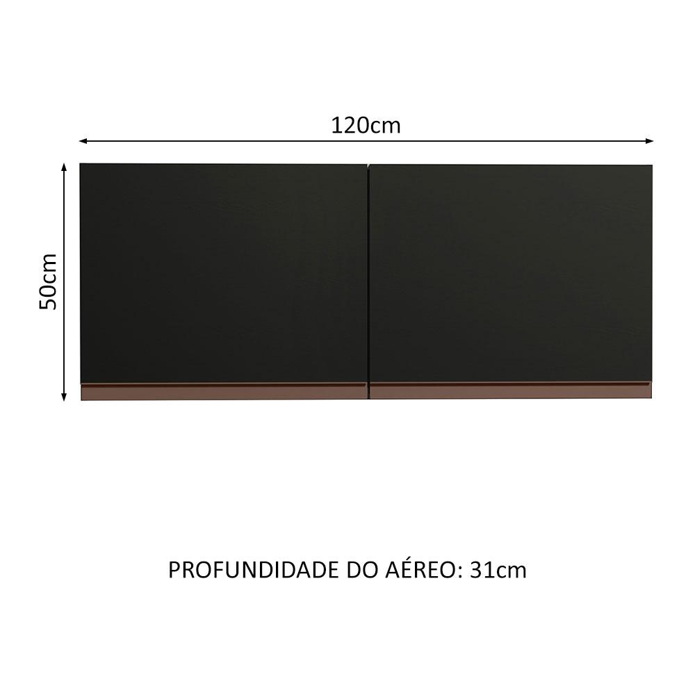 Armário de Cozinha Aéreo 120 x 50 cm 2 Portas Preto Reims Madesa 