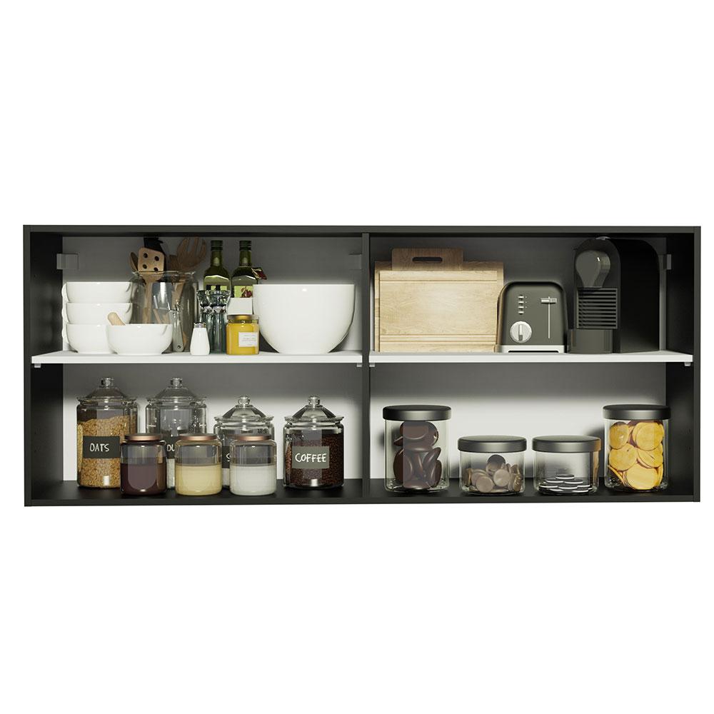 Armário de Cozinha Aéreo 120 x 50 cm 2 Portas Preto Reims Madesa 