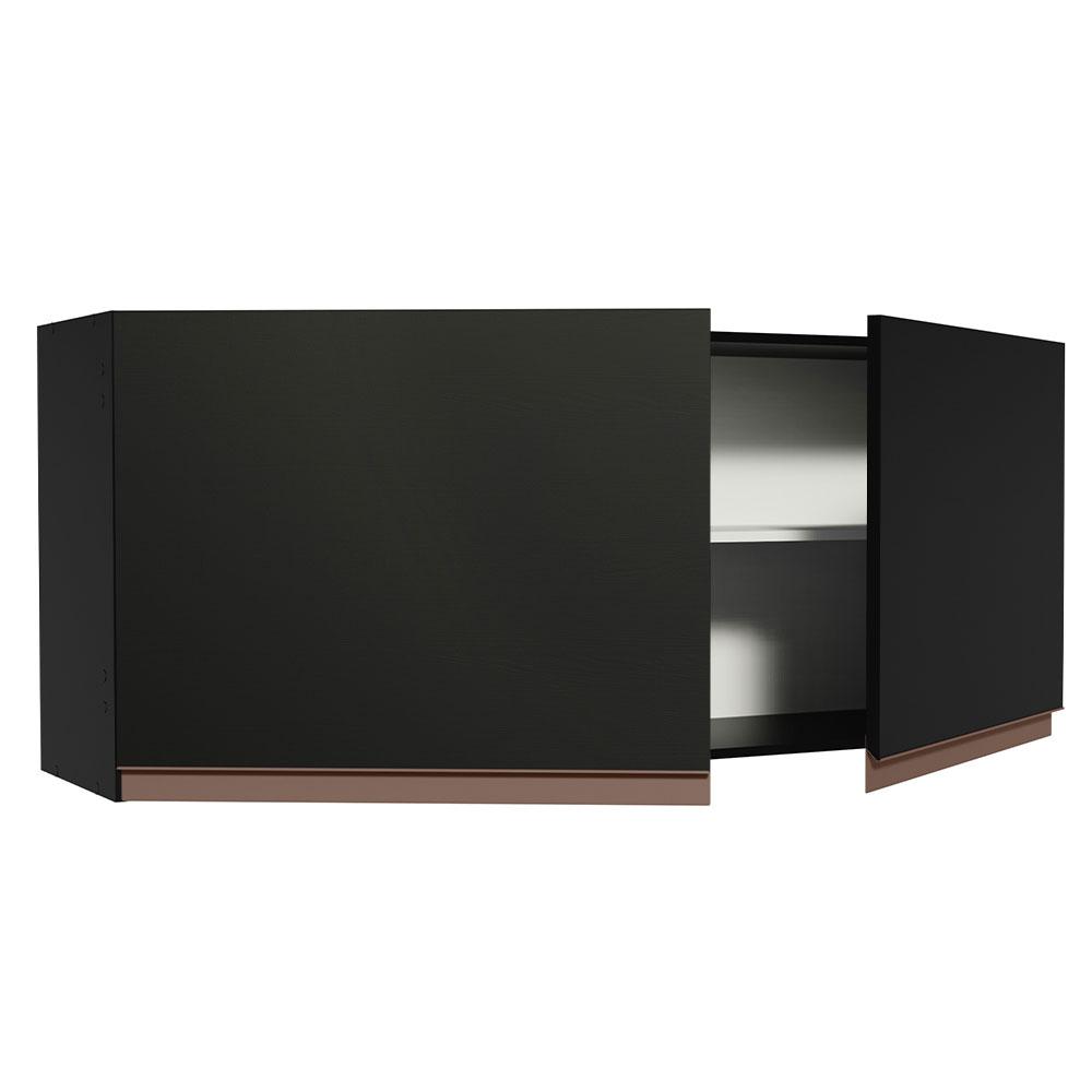 Armário de Cozinha Aéreo 120 x 50 cm 2 Portas Preto Reims Madesa 