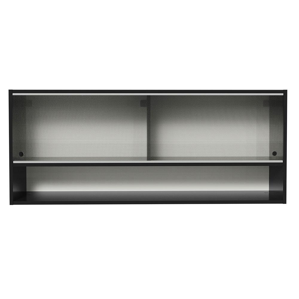 Armário de Cozinha Aéreo 120cm 2 Portas Correr Vidro Pontilhado 1 Nicho Preto Reims Madesa