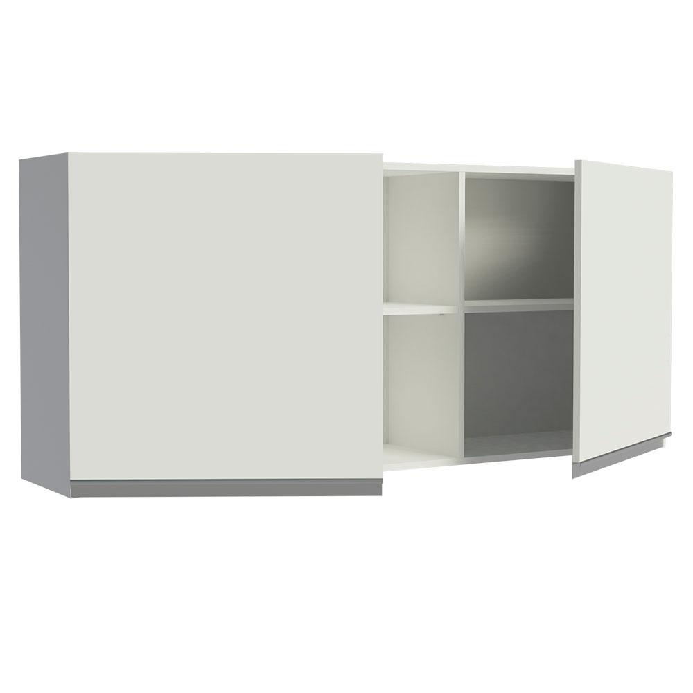 Armário de Cozinha Aéreo 150 cm 2 Portas e 2 Nichos Branco Glamy Madesa