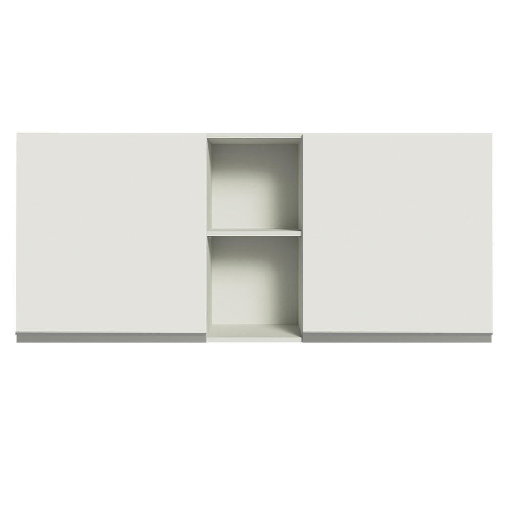 Armário de Cozinha Aéreo 150 cm 2 Portas e 2 Nichos Branco Glamy Madesa