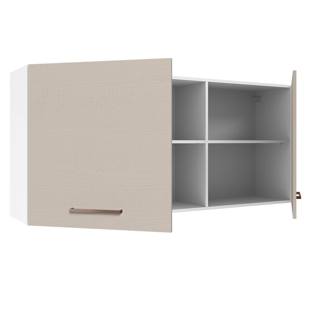 Armário de Cozinha Aéreo 150 cm 2 Portas e 2 Nichos Branco/Crema Agata Madesa