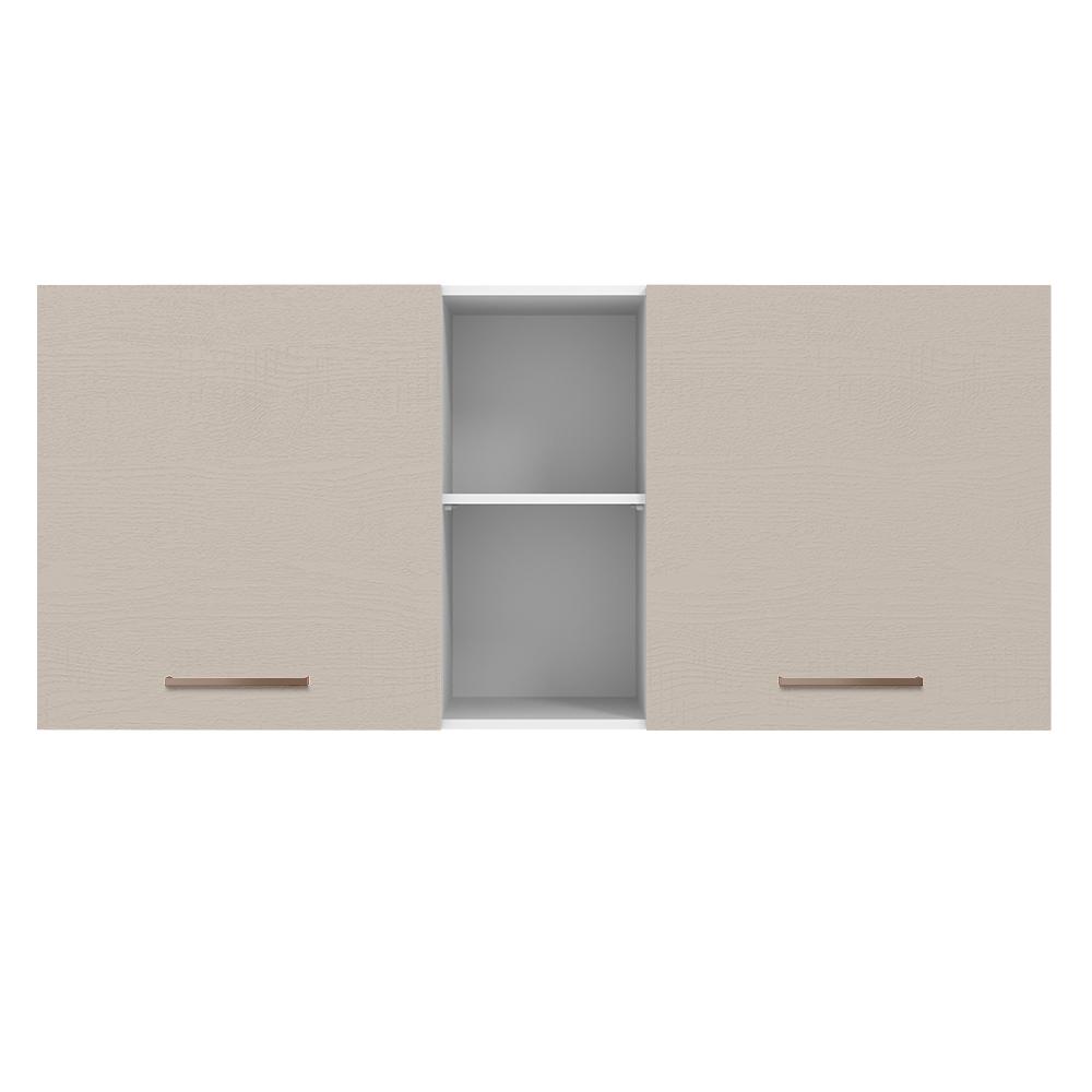 Armário de Cozinha Aéreo 150 cm 2 Portas e 2 Nichos Branco/Crema Agata Madesa