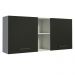 Armário de Cozinha Aéreo 150 cm 2 Portas e 2 Nichos Branco/Preto Agata Madesa