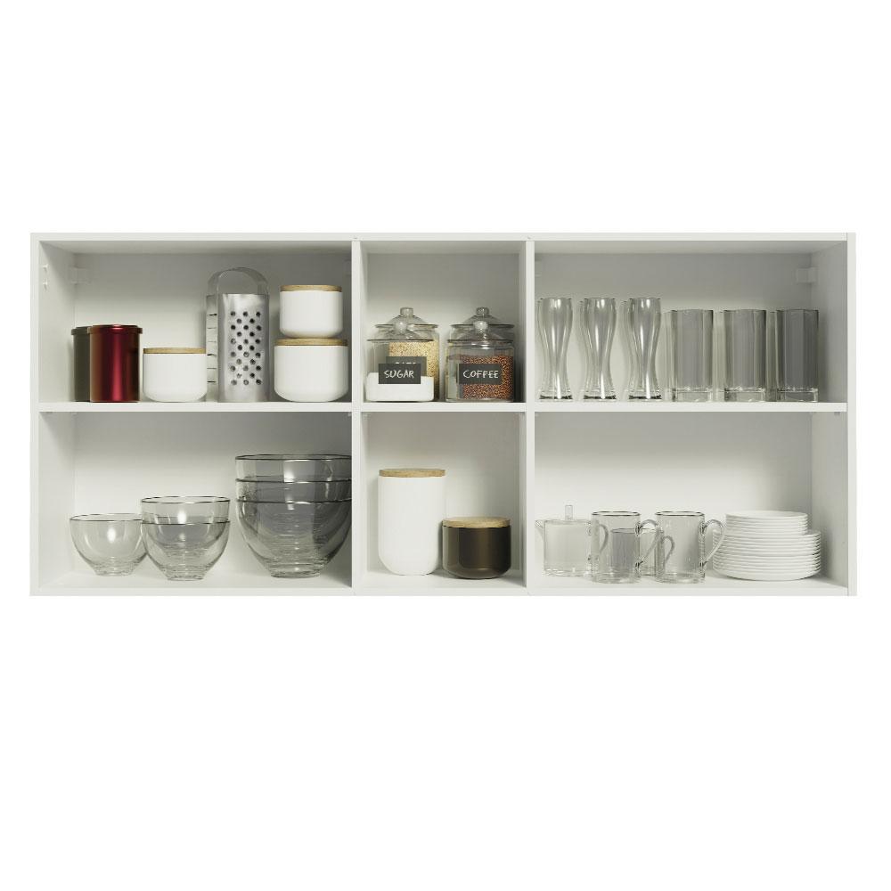 Armário de Cozinha Aéreo 150 cm 2 Portas e 2 Nichos Branco/Rustic Glamy Madesa
