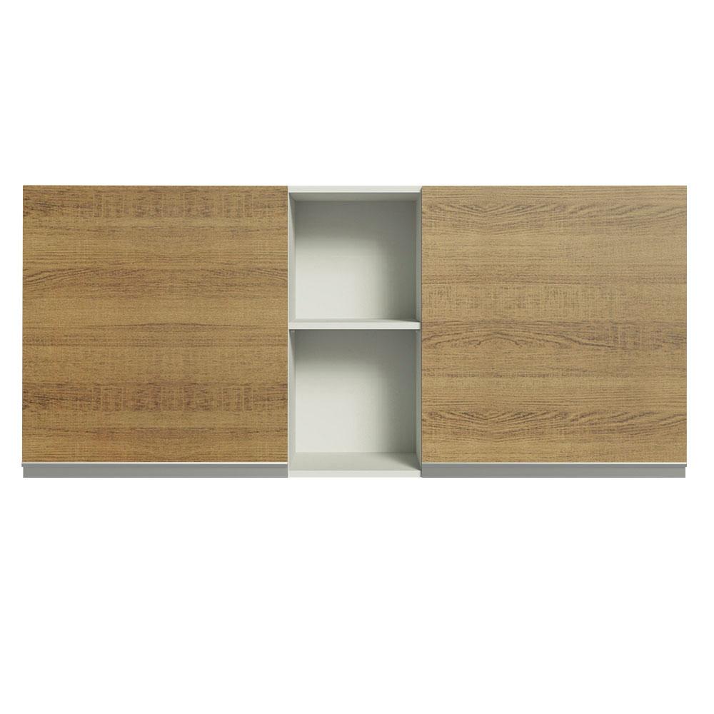 Armário de Cozinha Aéreo 150 cm 2 Portas e 2 Nichos Branco/Rustic Glamy Madesa