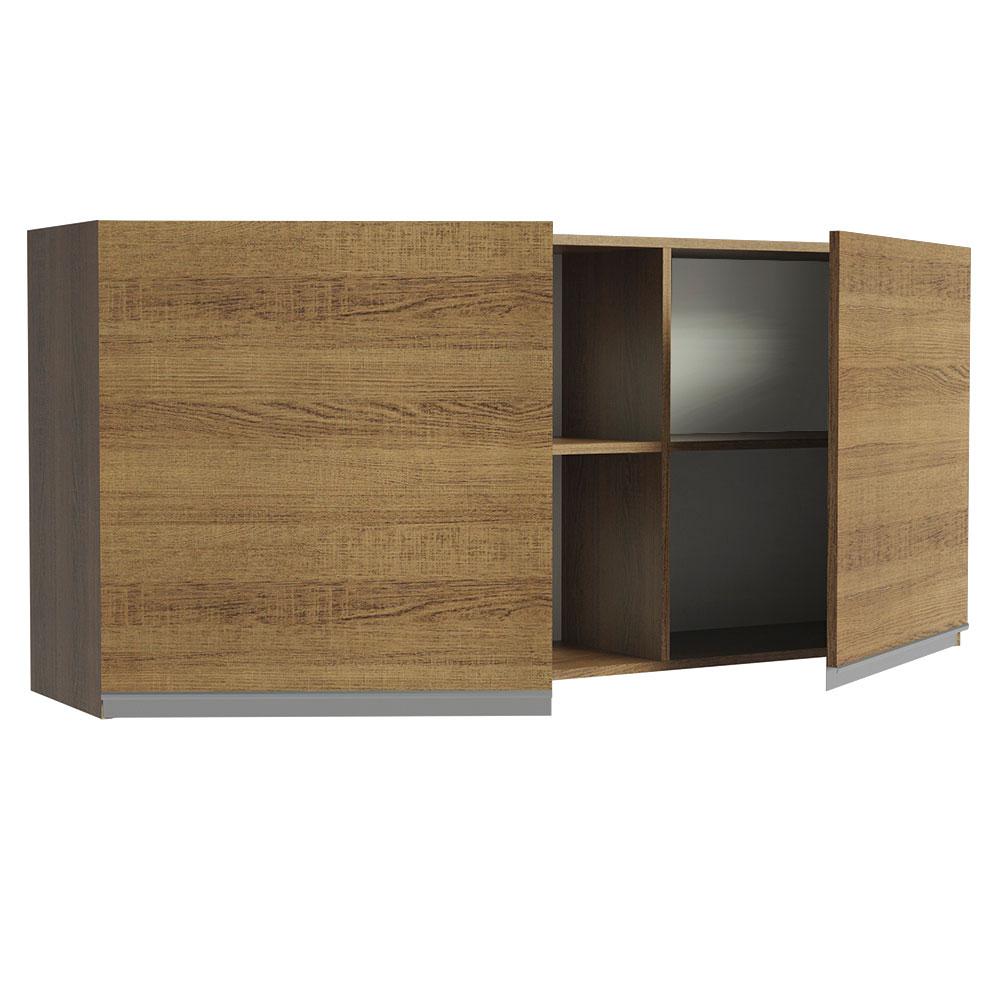 Armário de Cozinha Aéreo 150 cm 2 Portas e 2 Nichos Rustic Glamy Madesa