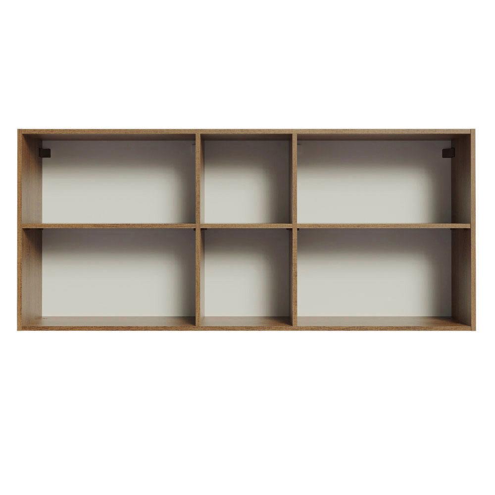 Armário de Cozinha Aéreo 150 cm 2 Portas e 2 Nichos Rustic/Branco Agata Madesa