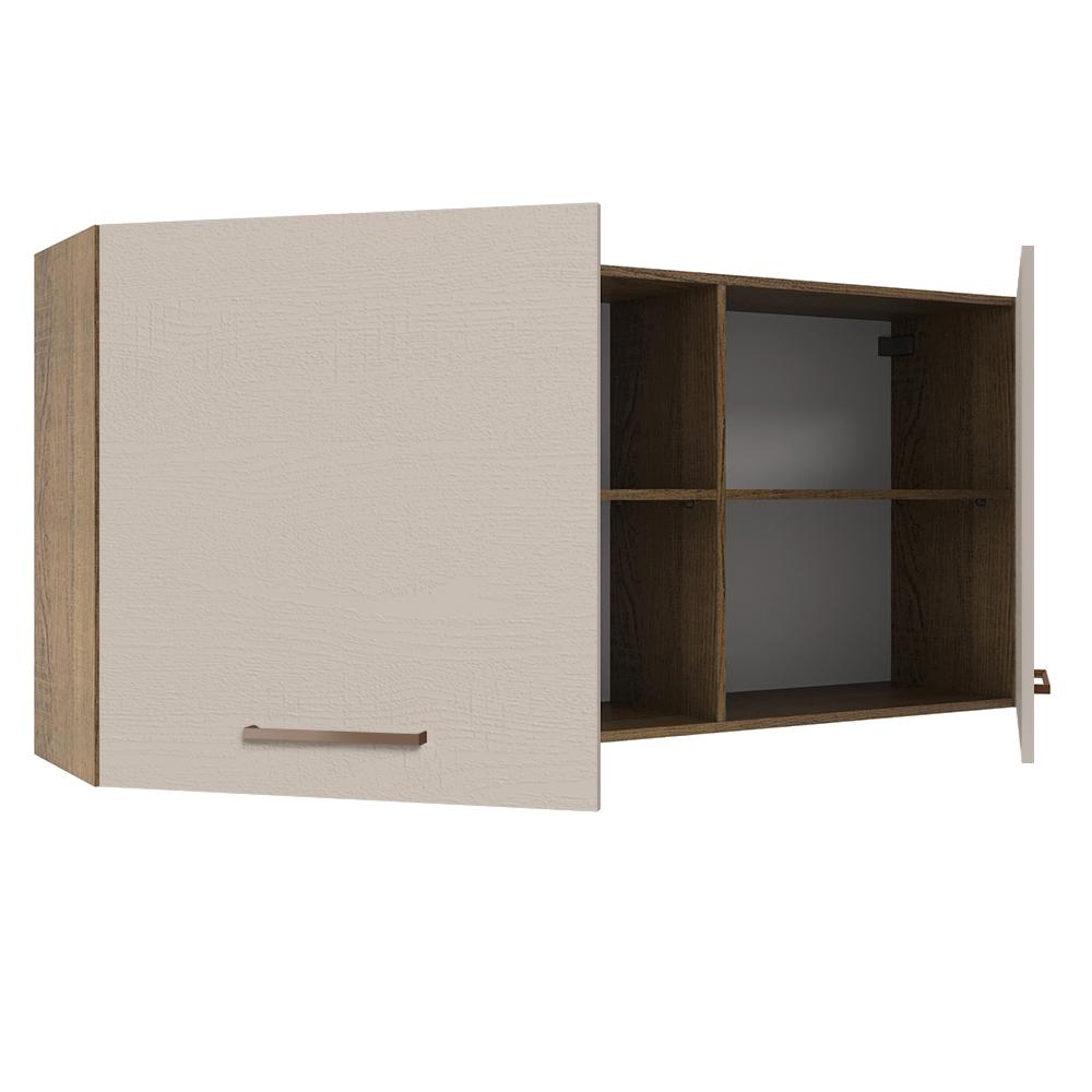 Armário de Cozinha Aéreo 150 cm 2 Portas e 2 Nichos Rustic/Crema Agata Madesa