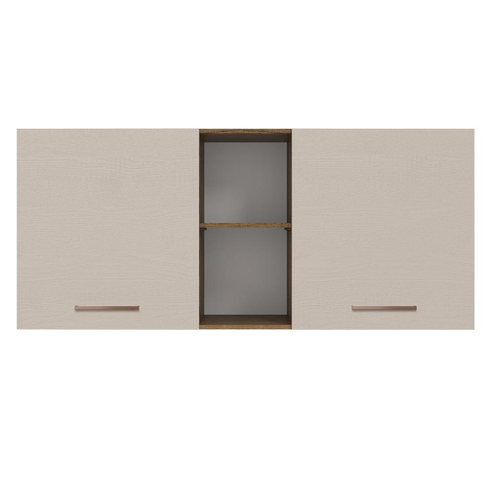 Armário de Cozinha Aéreo 150 cm 2 Portas e 2 Nichos Rustic/Crema Agata Madesa