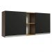Armário de Cozinha Aéreo 150 cm 2 Portas e 2 Nichos Rustic/Preto Glamy Madesa