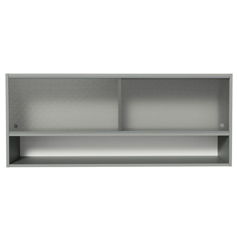 Armário de Cozinha Aéreo 2 Portas de Correr de Vidro Pontilhado e 1 Nicho Cinza Nice Madesa