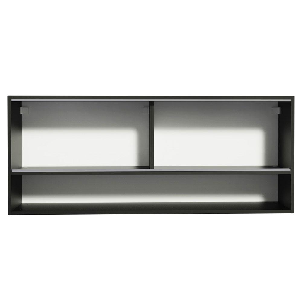 Armário de Cozinha Aéreo 2 Portas de Correr de Vidro Reflex 1 Nicho Preto Reims Madesa