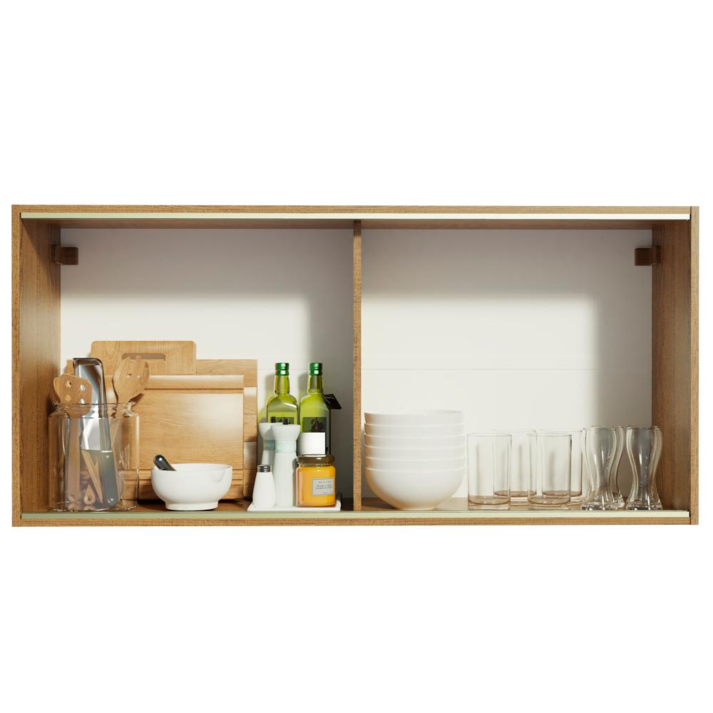 Armário de Cozinha Aéreo 2 Portas de Correr de Vidro Reflex Rustic Emilly Madesa
