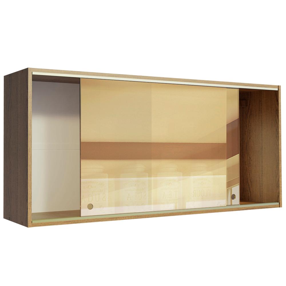 Armário de Cozinha Aéreo 2 Portas de Correr de Vidro Reflex Rustic Emilly Madesa