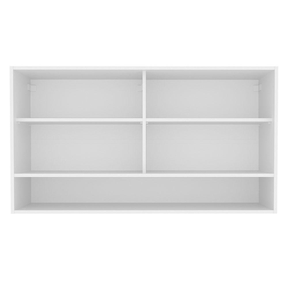 Armário de Cozinha Aéreo 2 Portas de Correr de Vidro Reflex e 1 Nicho Branco Glamy Madesa