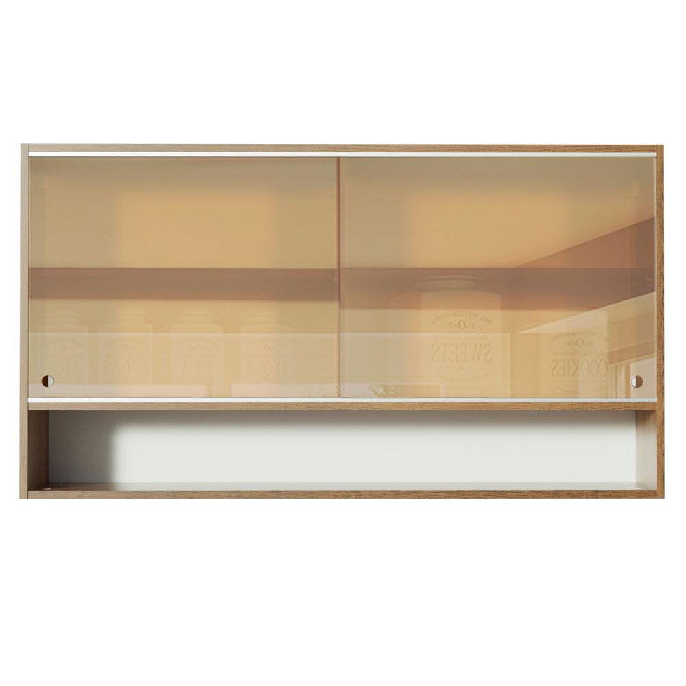 Armário de Cozinha Aéreo 2 Portas de Correr de Vidro Reflex e 1 Nicho Rustic Glamy Madesa